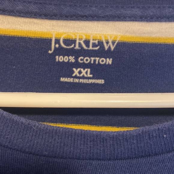 J. Crew Cotton tshirt in stripe size XXL color Blue with Yellow and White - Picture 3 of 5